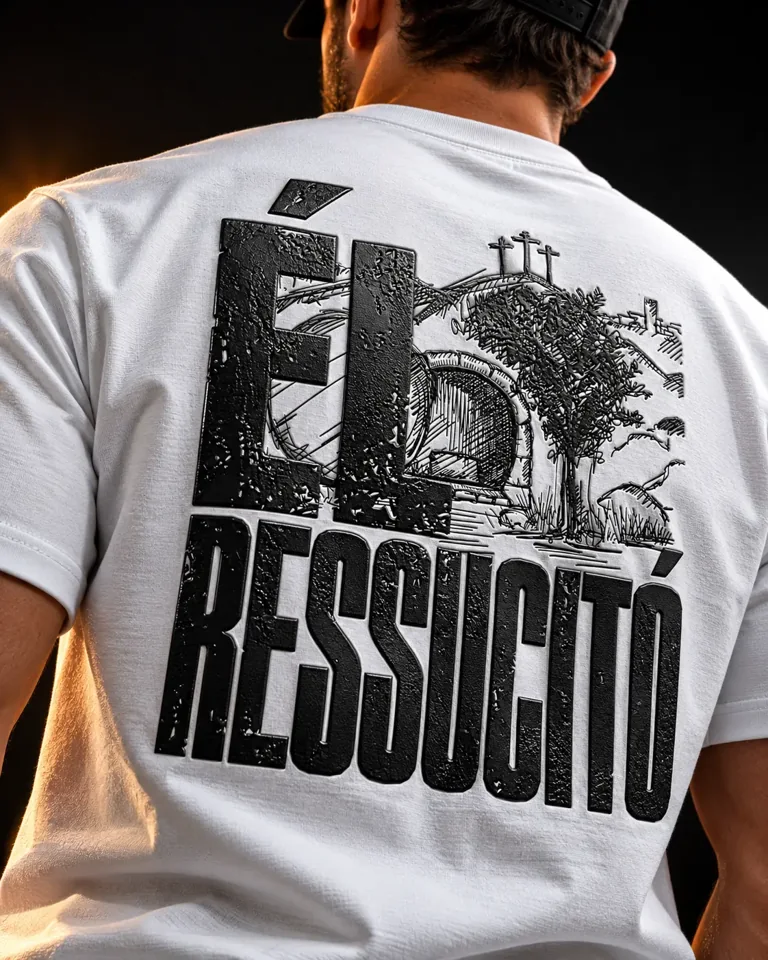 Camiseta blanca con diseño Él resucitó